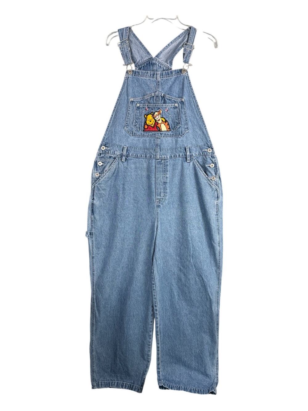 Vintage Disney Winnie the Pooh Tigger Embroidered Women's XL Denim Bib Overalls